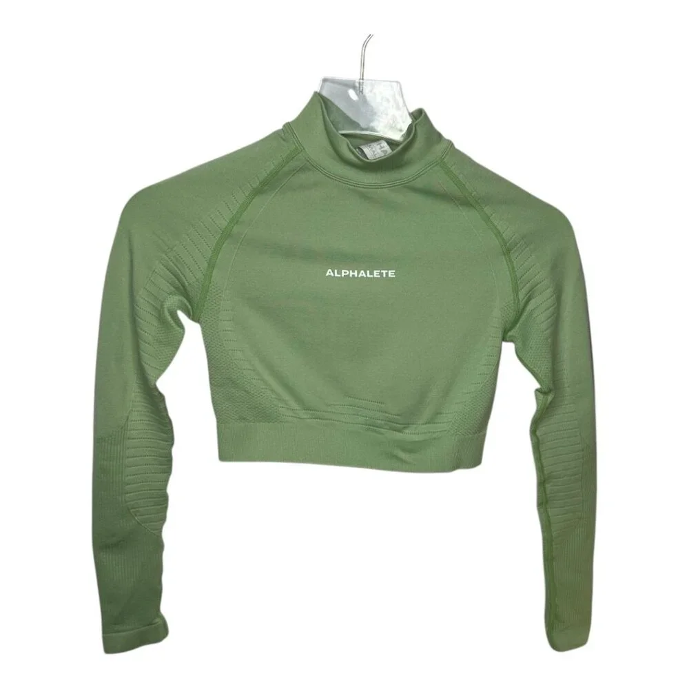 Alphalete Ozone High Neck Tee Athletic Long Sleeve T-Shirt Size XS - Picture 2 of 7